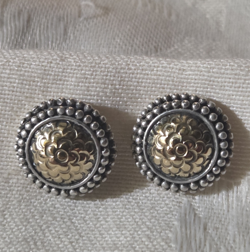 John Hardy Vintage Sunflower Stud Earrings, SS & 18k